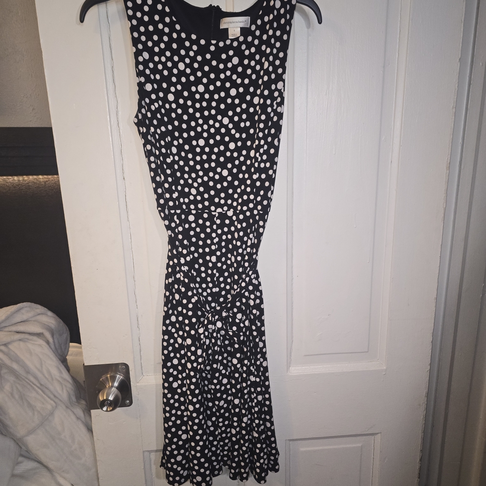 Christopher & Banks Black Dress with White Polka Dots